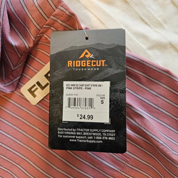 Ridgecut Toughwear Women’s Pink Striped Short-Sleeve Camp Shirt-SMALL - Picture 9 of 9